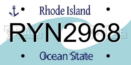 RYN2968 Rhode Island License Plate