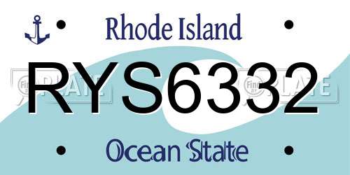 RYS6332 Rhode Island License Plate