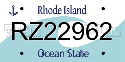 RZ22962 Rhode Island License Plate