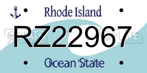 RZ22967 Rhode Island License Plate