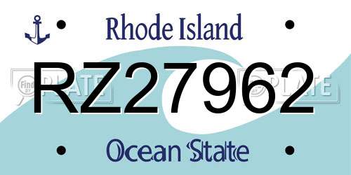 RZ27962 Rhode Island License Plate