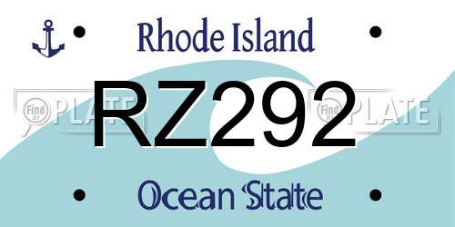 RZ292 Rhode Island License Plate