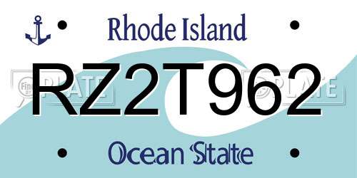 RZ2T962 Rhode Island License Plate