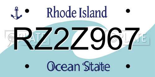 RZ2Z967 Rhode Island License Plate