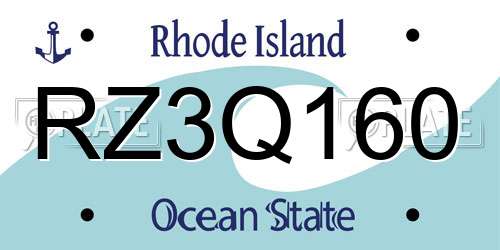 RZ3Q160 Rhode Island License Plate