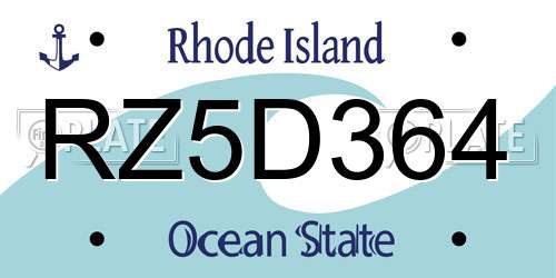RZ5D364 Rhode Island License Plate