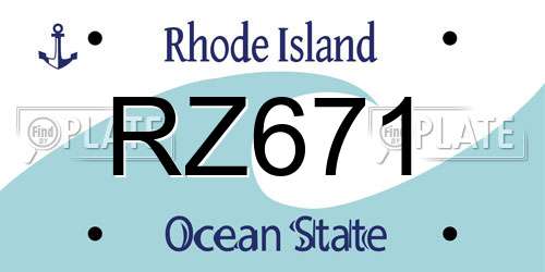 RZ671 Rhode Island License Plate