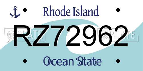 RZ72962 Rhode Island License Plate