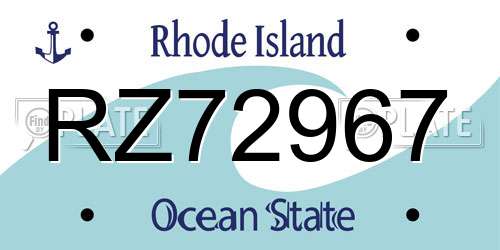 RZ72967 Rhode Island License Plate