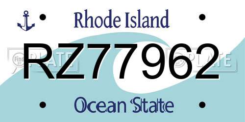 RZ77962 Rhode Island License Plate