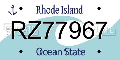 RZ77967 Rhode Island License Plate