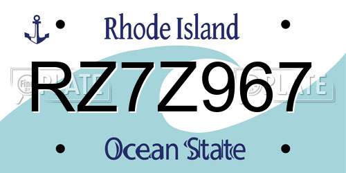 RZ7Z967 Rhode Island License Plate