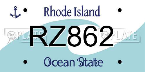 RZ862 Rhode Island License Plate