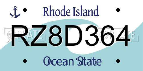 RZ8D364 Rhode Island License Plate