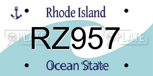 RZ957 Rhode Island License Plate