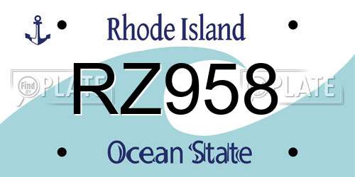 RZ958 Rhode Island License Plate