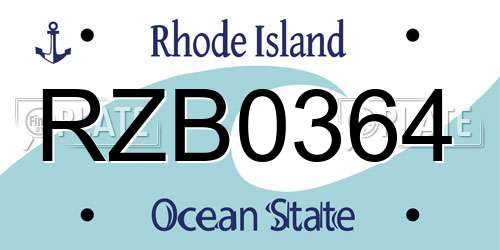 RZB0364 Rhode Island License Plate