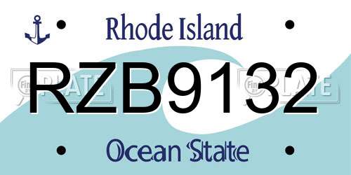 RZB9132 Rhode Island License Plate