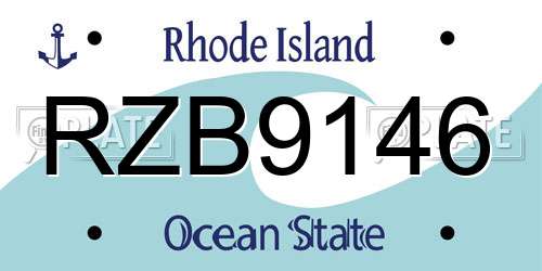 RZB9146 Rhode Island License Plate