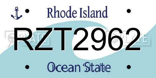 RZT2962 Rhode Island License Plate