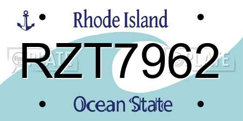 RZT7962 Rhode Island License Plate