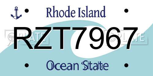 RZT7967 Rhode Island License Plate