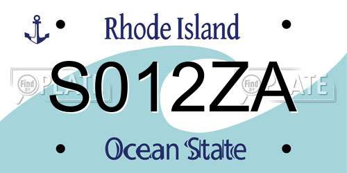 S012ZA Rhode Island License Plate