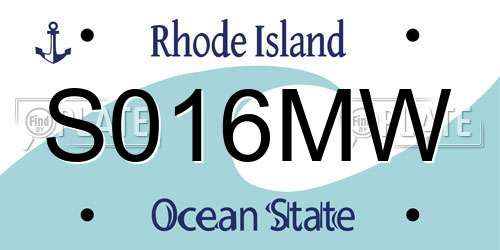 S016MW Rhode Island License Plate