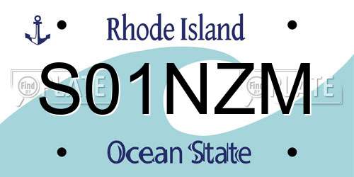 S01NZM Rhode Island License Plate