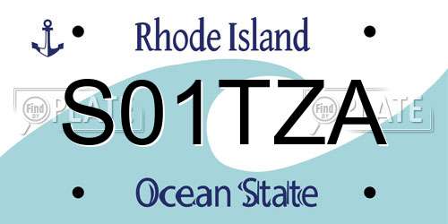 S01TZA Rhode Island License Plate