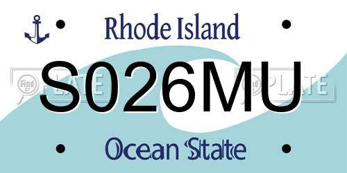 S026MU Rhode Island License Plate