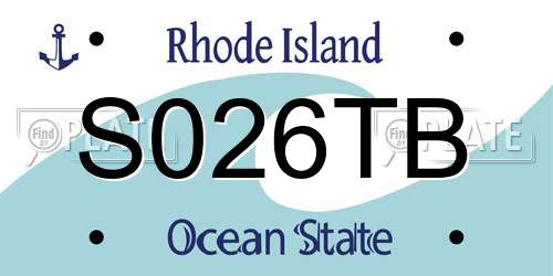 S026TB Rhode Island License Plate
