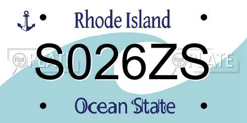 S026ZS Rhode Island License Plate