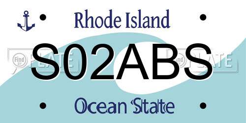 S02ABS Rhode Island License Plate
