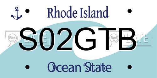 S02GTB Rhode Island License Plate