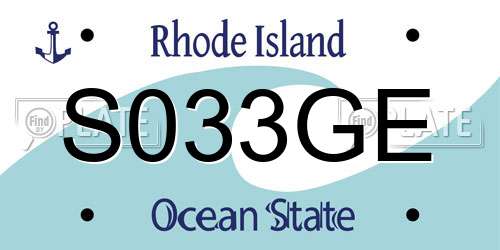 S033GE Rhode Island License Plate