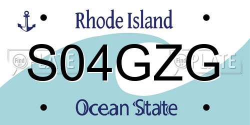 S04GZG Rhode Island License Plate
