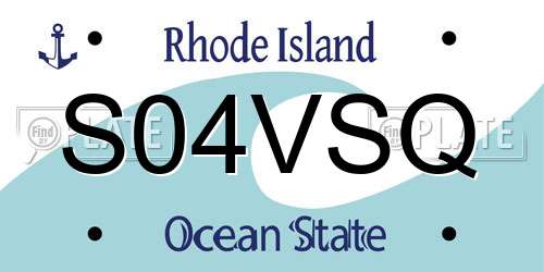 S04VSQ Rhode Island License Plate