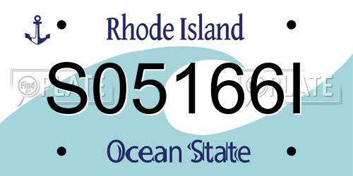 S05166I Rhode Island License Plate
