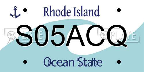 S05ACQ Rhode Island License Plate