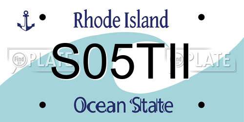 S05TII Rhode Island License Plate