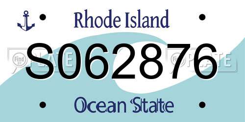 S062876 Rhode Island License Plate