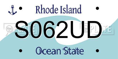 S062UD Rhode Island License Plate