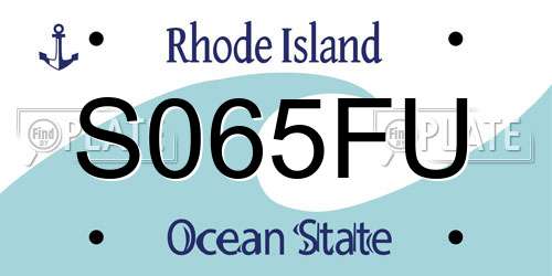 S065FU Rhode Island License Plate