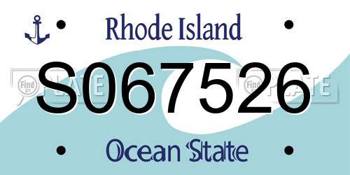 S067526 Rhode Island License Plate