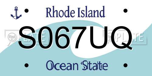 S067UQ Rhode Island License Plate
