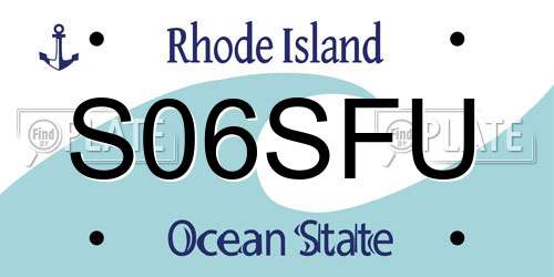 S06SFU Rhode Island License Plate
