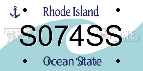 S074SS Rhode Island License Plate