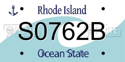 S0762B Rhode Island License Plate