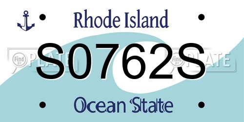 S0762S Rhode Island License Plate